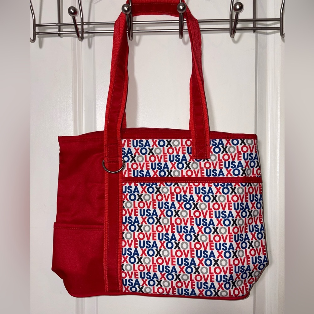 Debra Valencia XOXO USA Patriotic Tote Bag Red White Blue